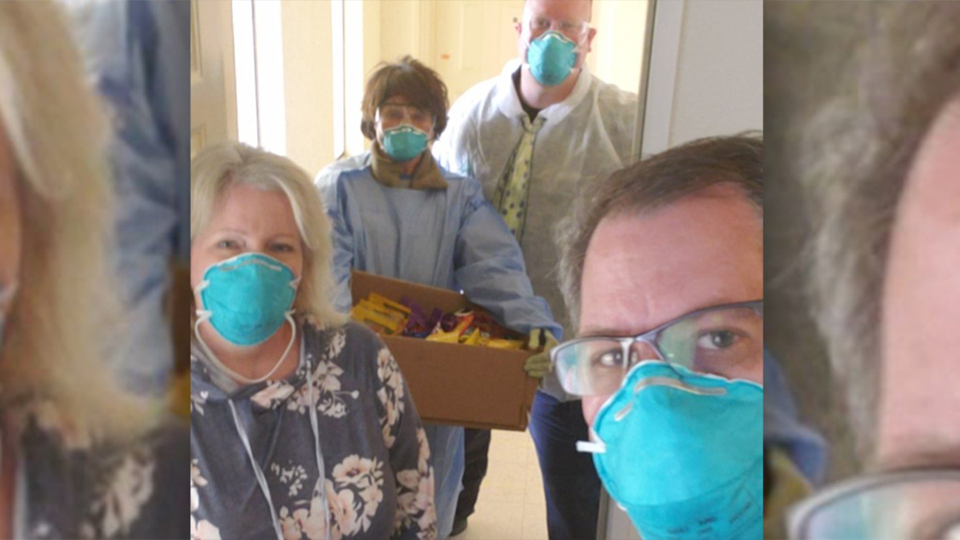 Fox News: My wife and I were passengers from the Grand Princess cruise ship and were quarantined at Travis AFB, CA for 14 days. Please accept our picture we took of myself, my wife, James Brown and Mattie Miller, both from the Disaster Medical Assistance Team assigned to Travis AFB. They helped take temperatures, delivered meals and snacks to our rooms along with several other duties while there. We wanted to recognize them for sacrificing their own health and helping us during a time we needed it most. They were upbeat and positive throughout the entire time. They are true heroes!