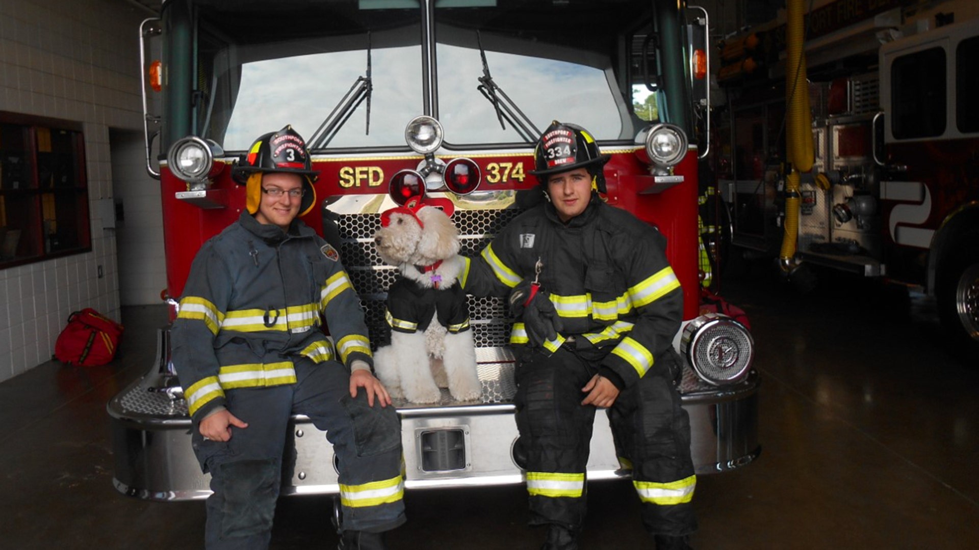 Holly-Girls works with the fire department in Southport, NC helping not only the firemen but others reduce stress during this time.