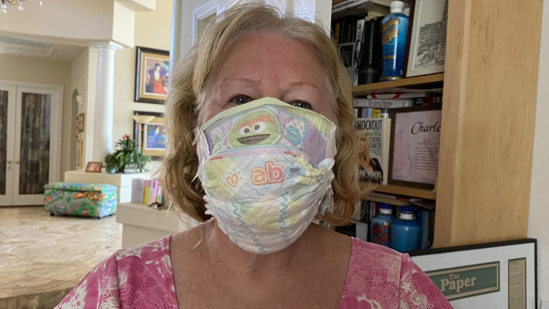 I’m making masks from diapers and it works really well. Easy to breathe and great protection. Just cut a diaper in half. Place half in front of your face and half in back of your head. Hold it together with the regular diaper tape. Linda Van Kessler Encinitas, CA