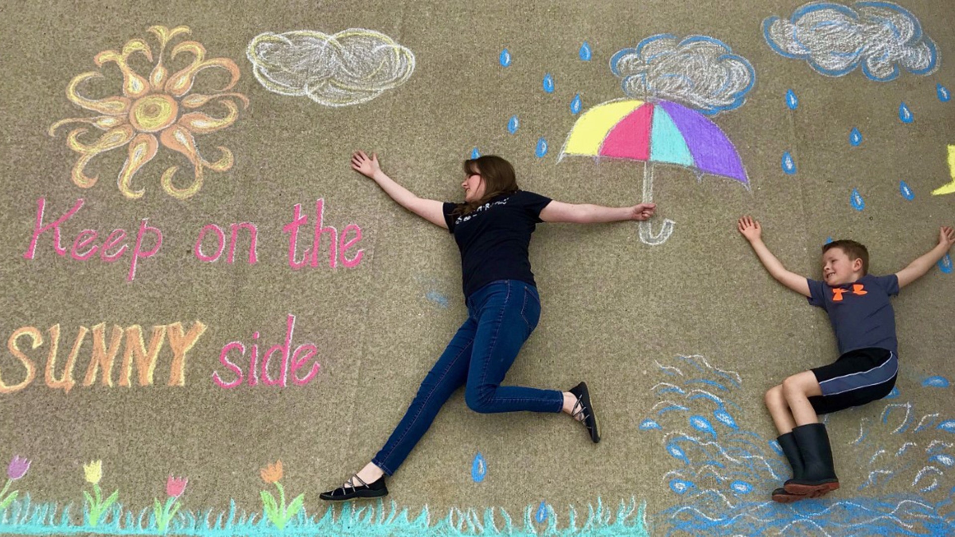 My son and I made this in our driveway to encourage our friends and family. We were inspired by one of our favorite songs “Keep on the Sunny Side” by the Carter Family.