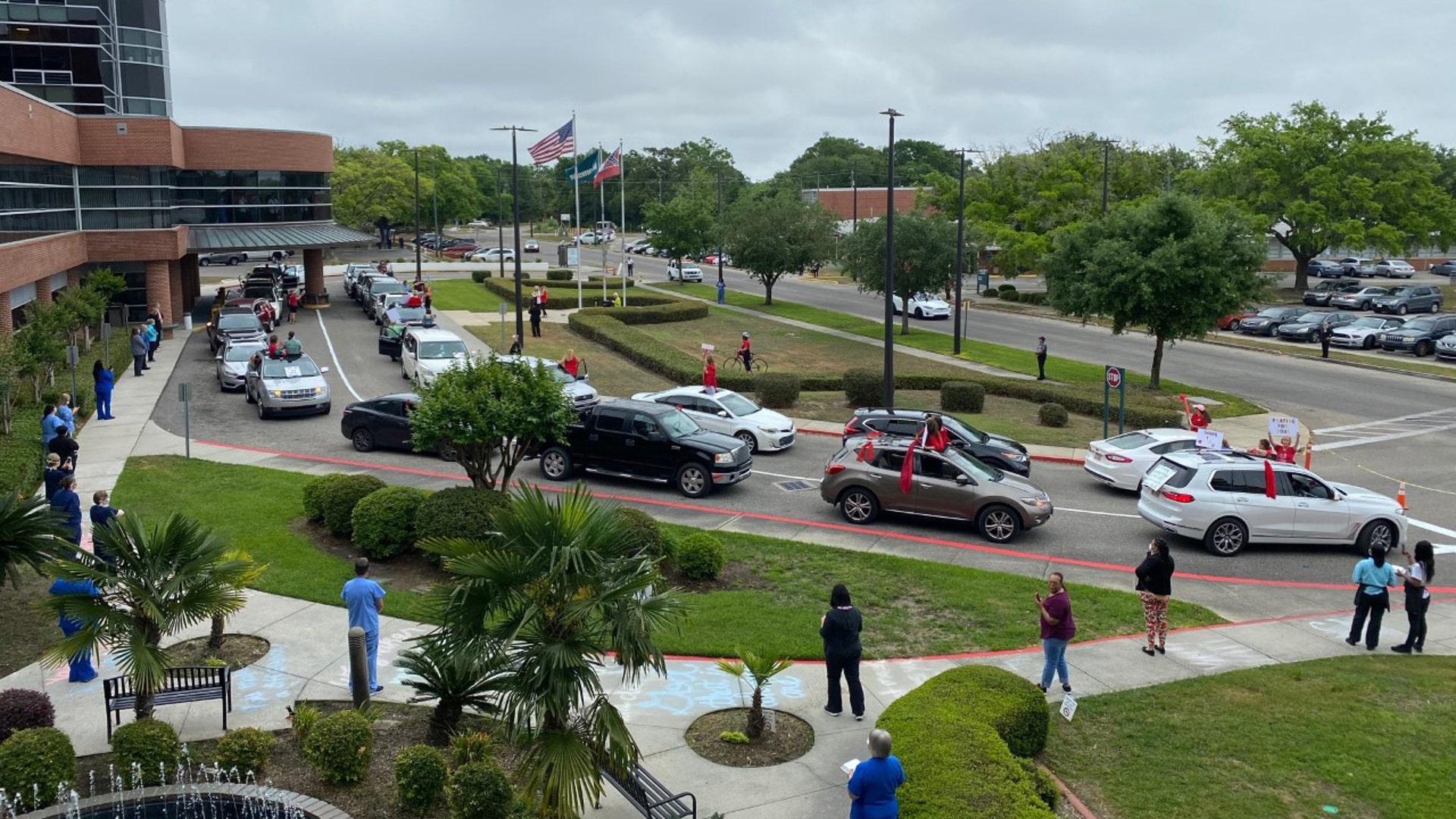 We had a prayer group pray over our hospital staff and patients during lunch. Memorial Hospital at Gulfport in Mississippi. There is a live video that was recorded on our hospital Facebook page also. Thanks, Sharon M Huber