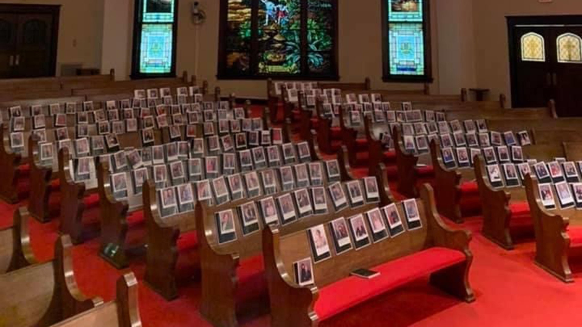Our wonderful Pastor Irving and staff at First United Methodist Church in Huntsville, TX took the time to print the congregation’s pictures and attach them to the pews. Now we can see ourselves in church as we watch live streaming of the sermons from our homes.