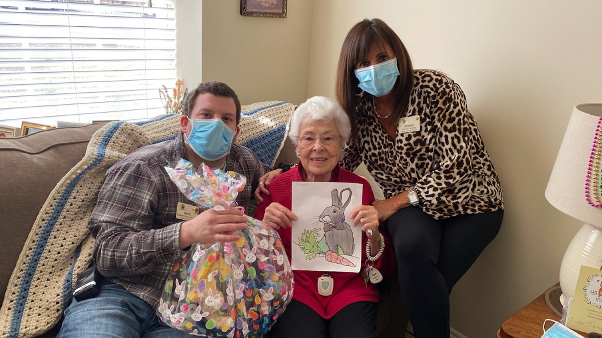 We r an assisted living facility in New Jersey. We had a painting contest. The winner is Josephine. She is here pictures with our executive director nate and director of nursing. Denise. Thank you Judy. Lifestyle director