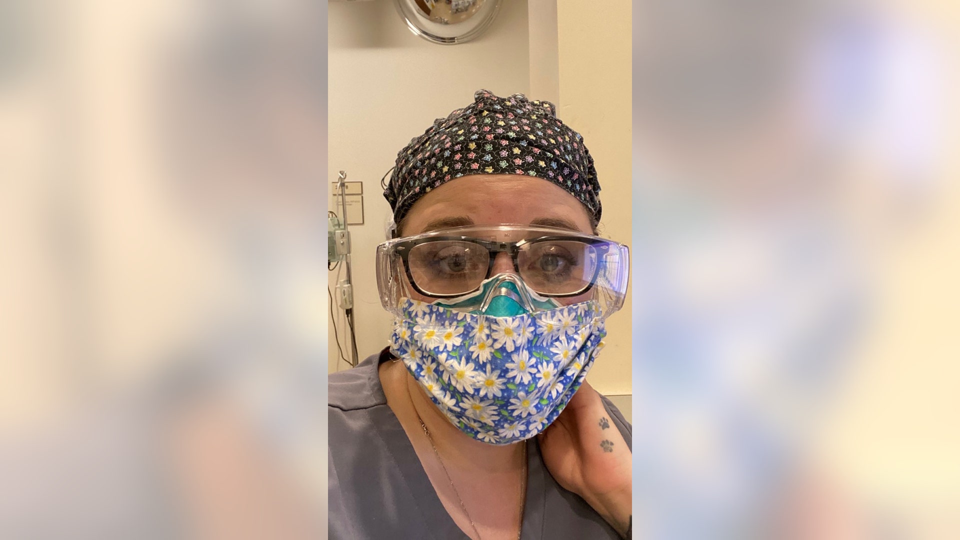 Here is Corey Rivers a Respiratory Therapist from Groveland, MA gearing up to do battle with an invisible and deadly enemy at Lahey Clinic. Saving lives one breath at a time.