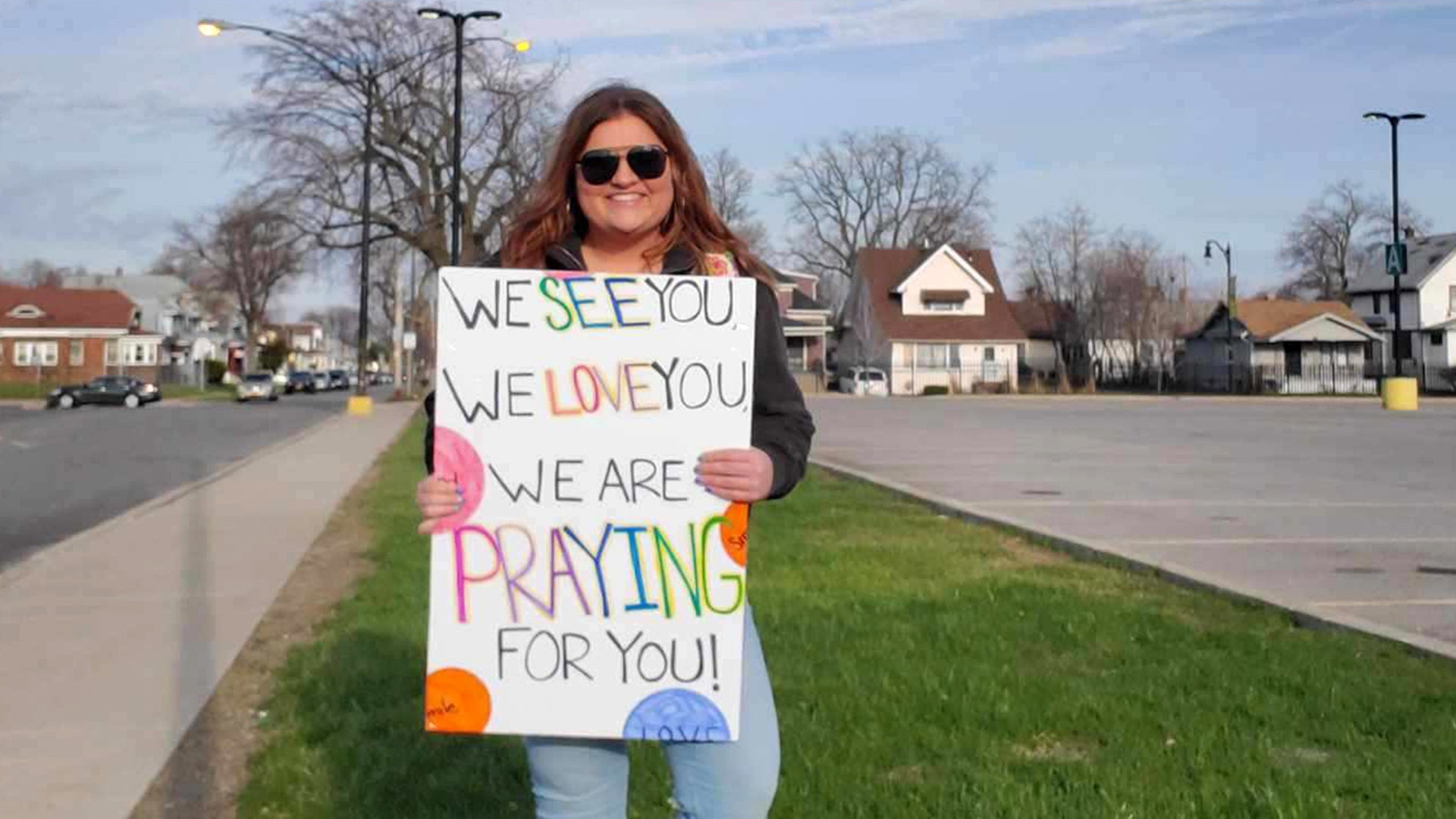 Victoria Albert made this sign and goes out to our local hospital ECMC and stands with her sign to let the administrators, Doctors, nurses and all staff of hospital know that they are very much appreciated and prayed for. What a beautiful gesture, someone to care enough to go stand in the cold to let them know they are not forgotten or taken for granted.