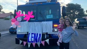 Girl, 3, surprised on quarantine birthday with parade of favorite garbage trucks