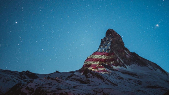 American Flag projected onto Matterhorn in Swiss Alps in show of coronavirus solidarity