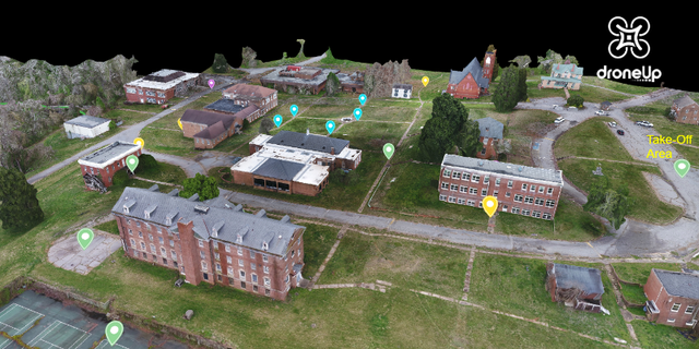 3D model of college campus where the drone missions took place (Credit: DroneUp)
