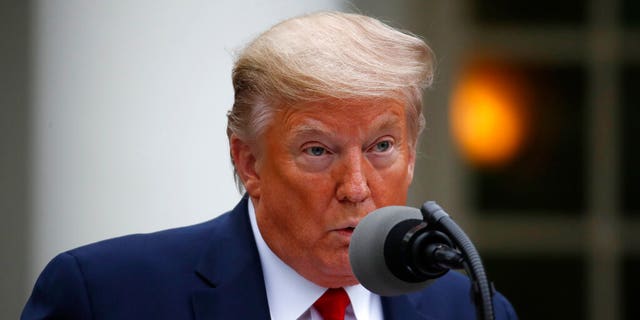 President Donald Trump speaks about the coronavirus in the Rose Garden of the White House, Tuesday, April 14, 2020, in Washington. (AP Photo/Alex Brandon)