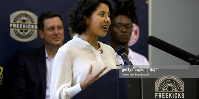 Harris County Judge Lina Hidalgo speaks during a news conference in Houston, Texas, July 20, 2019. (Getty Images)