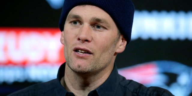 New England Patriots quarterback Tom Brady speaks to the media following an NFL wild-card playoff football game against the Tennessee Titans in Foxborough, Mass in January. . (AP Photo/Charles Krupa, File)