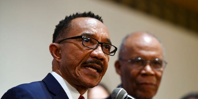 In this Feb. 4, 2020, file photo, Rep. Kweisi Mfume, D-Md., speaks at a victory party in Baltimore. (AP Photo/Gail Burton, File)