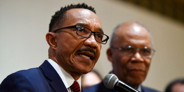 In this Feb. 4, 2020, file photo, Rep. Kweisi Mfume, D-Md., speaks at a victory party in Baltimore. (AP Photo/Gail Burton, File)