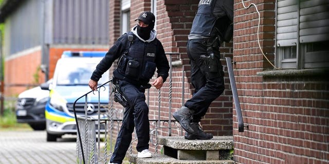 Special police investigates the Hezbollah linked Imam Mahdi center in Muenster, western Germany, Thursday, April 30, 2020. 