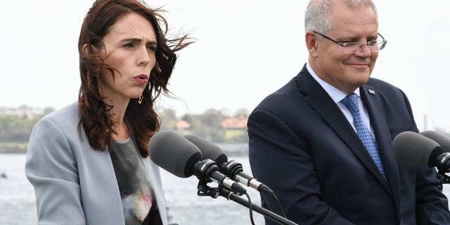 Australian Prime Minister Scott Morrison (right), seen here with New Zealand Prime Minister Jacinda Ardern during a February press conference, said in regards to the "bubble" idea: "If there is any country in the world with whom we can reconnect with first, undoubtedly that's New Zealand."
