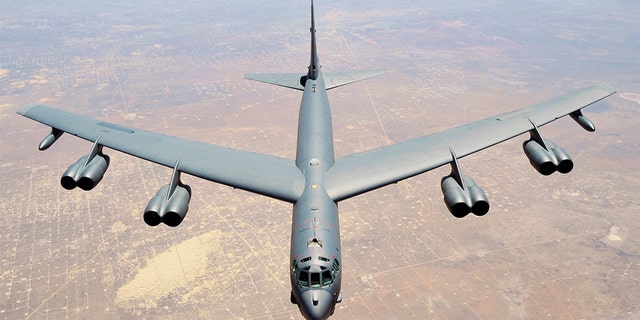 A B-52 Stratofortress assigned to the 307th Bomb Wing at Barksdale AFB, La., approaches the refueling arm of a KC-135 Stratotanker of the 931st Air Refueling Group at McConnell AFB.