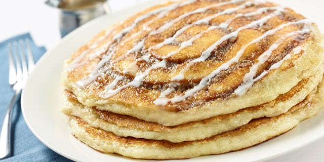 The cinnamon roll pancakes were among the featured recipes.