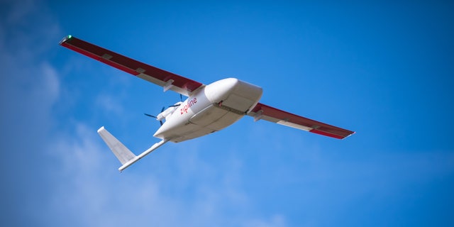 Zipline drone flies medical supplies - including COVID-19 test samples - from rural African villages.