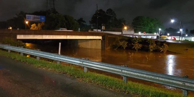 Flash flooding was reported in Hattiesburg, Miss. due to the severe storms.