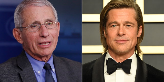Dr. Anthony Fauci (left) and actor Brad Pitt (right).