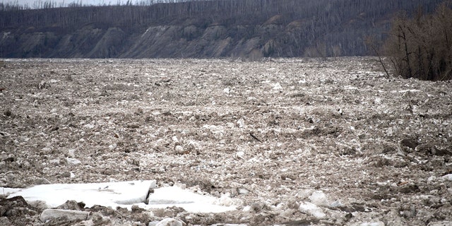 Ice on the Athabasca River near Fort McMurray, Alberta on Monday, April 27, 2020.