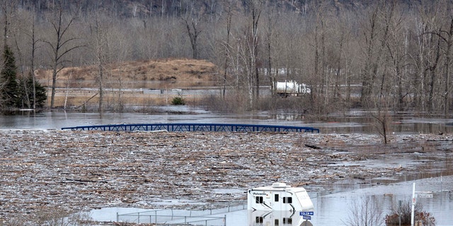 Flooding in Fort McMurray, Alberta as seen on Monday, April 27, 2020.