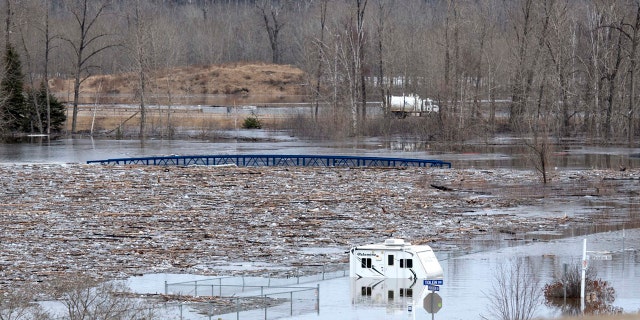 Flooding in Fort McMurray, Alberta as seen on Monday, April 27, 2020.