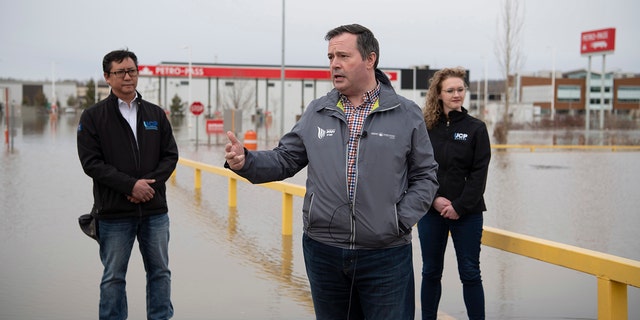 Premier Jason Kenney and Environment and Parks Minister Jason Nixon flew to Fort McMurray on Monday, April 27, 2020, to see the flooding situation first-hand