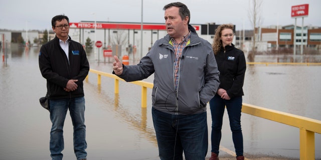 Premier Jason Kenney and Environment and Parks Minister Jason Nixon flew to Fort McMurray on Monday, April 27, 2020, to see the flooding situation first-hand