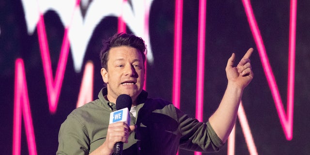 Jamie Oliver speaks at an event in London, England on March 4. (Jo Hale/Redferns via Getty)