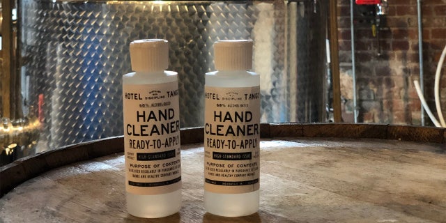 The artisan distillery, the first to open in Indianapolis since Prohibition, has produced over 2,000 gallons since mid-March, when the first run of sanitizer was bottled. (Hotel Tango Distillery)