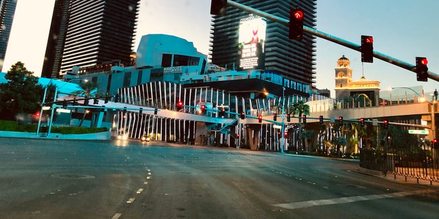 The streets up and down the Strip are empty.