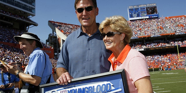 Former University of Florida great, Jack Youngblood, is honored during a pregame ceremony Saturday at Ben Hill Griffin Stadium in Gainesville, Florida on September 30, 2006. (Photo by J. Meric/WireImage)