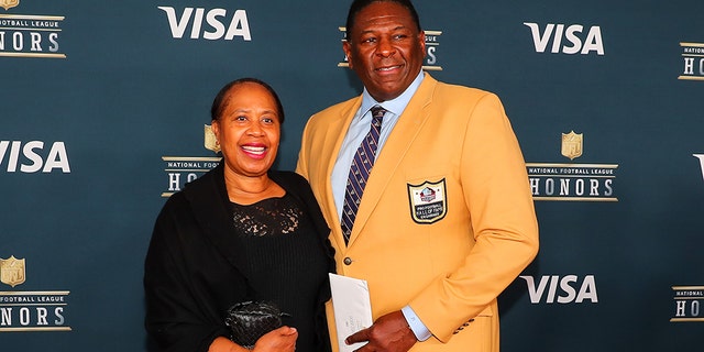 Hall of Famer Jackie Slater and his wife on the Red Carpet at the 2017 NFL Honors on February 04, 2017, at the Wortham Theater Center in Houston, Texas. (Photo by Rich Graessle/Icon Sportswire via Getty Images)