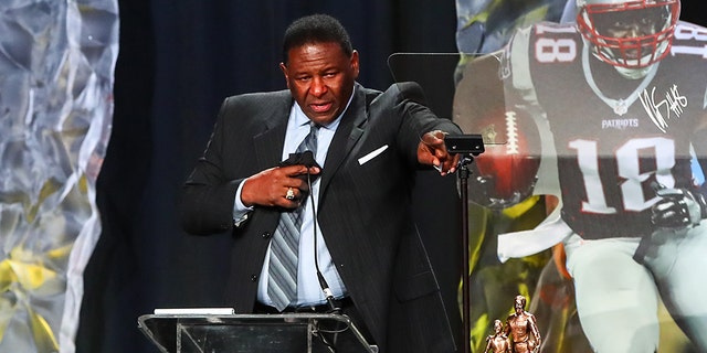 NFL Hall of Famer Jackie Slater speaks to the audience after he receives the Bart Starr Award for his son New England Patriots wide receiver Matthew Slater during the Bart Starr Award Super Bowl Breakfast on February 04, 2017, at the Marriott Marquis in Houston, Texas. (Photo by Rich Graessle/Icon Sportswire via Getty Images)