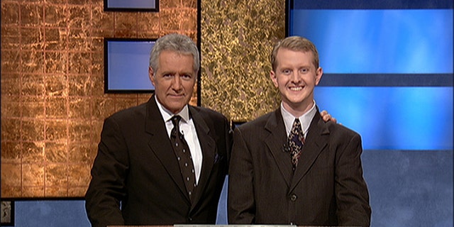 Former contestant Ken Jennings, right, is now one of the beloved show's hosts. Jennings hosted Monday evening's show, in which Ryan Long shockingly lost. 