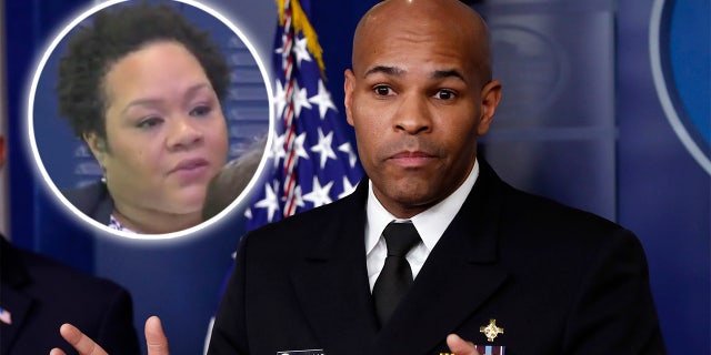 U.S. Surgeon General Jerome Adams speaks about the coronavirus in the James Brady Press Briefing Room of the White House, Friday, April 3, 2020, in Washington. (AP Photo/Alex Brandon)