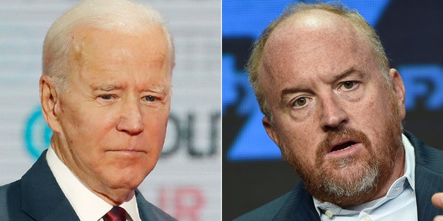 Pictured: (L-R) Former VP Joe Biden and disgraced comedian Louis C.K.