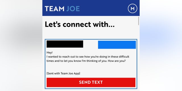 The Team Joe app allows the campaign to send "check-in" text messages to supporters amid the coronavirus crisis.