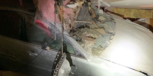 The vehicle's two occupants took off after the crash.