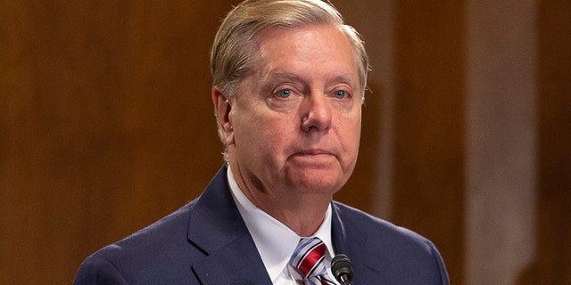 Senate Judiciary Chairman Lindsey Graham, R-S.C., speaks at a news conference. Graham has been fiercely critical of the FBI's "Crossfire Hurricane" investigation. (Photo by Anna Moneymaker/Getty Images)