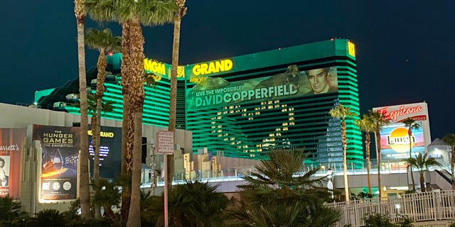 MGM along with other casinos on the Strip display messages of hope by lighting empty hotel rooms.