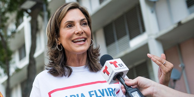 Maria Elvira Salazar, Republican candidate for Florida's 27th Congressional District, is interviewed at a Miami-Dade County housing facility on Election Day in Miami on November 6, 2018. (Photo By Tom Williams/CQ Roll Call)