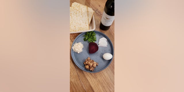 A seder plate from Modern Bread & Bagel in Manhattan's Upper West Side.
