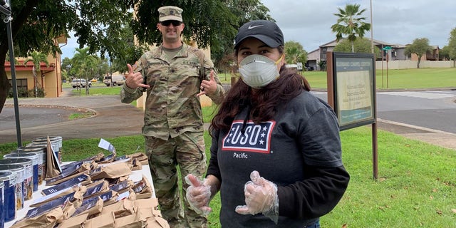 Movie packs provided by the USO for troops in Guam. (Courtesy of USO)