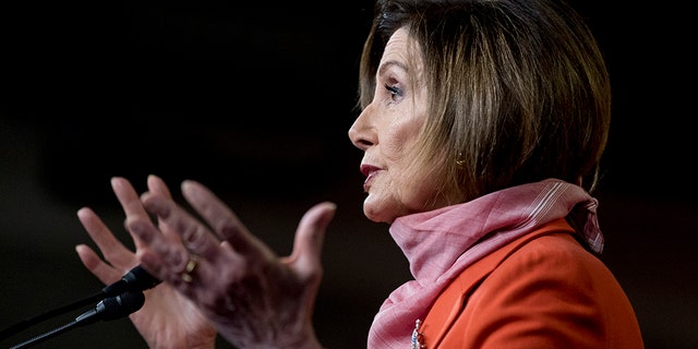 House Speaker Nancy Pelosi of Calif., speaks during a news conference on Capitol Hill, Friday, April 24, 2020, in Washington. (AP Photo/Andrew Harnik)