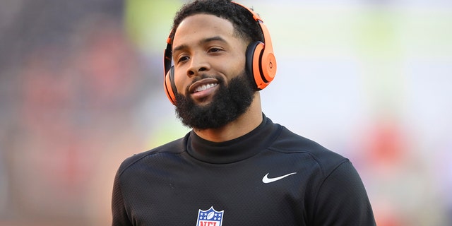 FILE - In this Dec. 22, 2019, file photo, Cleveland Browns wide receiver Odell Beckham Jr. is shown before an NFL football game against the Baltimore Ravens, in Cleveland. (AP Photo/David Richard, File)