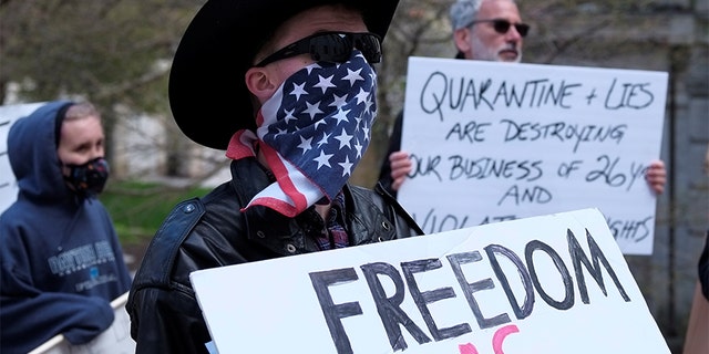 People protesting against Ohio's stay-at-home order, in Columbus back in April.