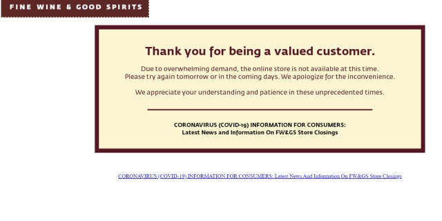 A notice of the Pennsylvania Liquor Control Board's website.