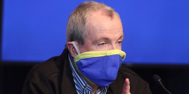 New Jersey Gov. Phil Murphy holds a news conference regarding the COVID-19 cases at the War Memorial in Trenton, N.J. on Saturday, April 11, 2020.